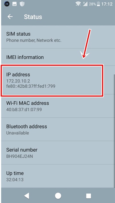 melihat IP address
